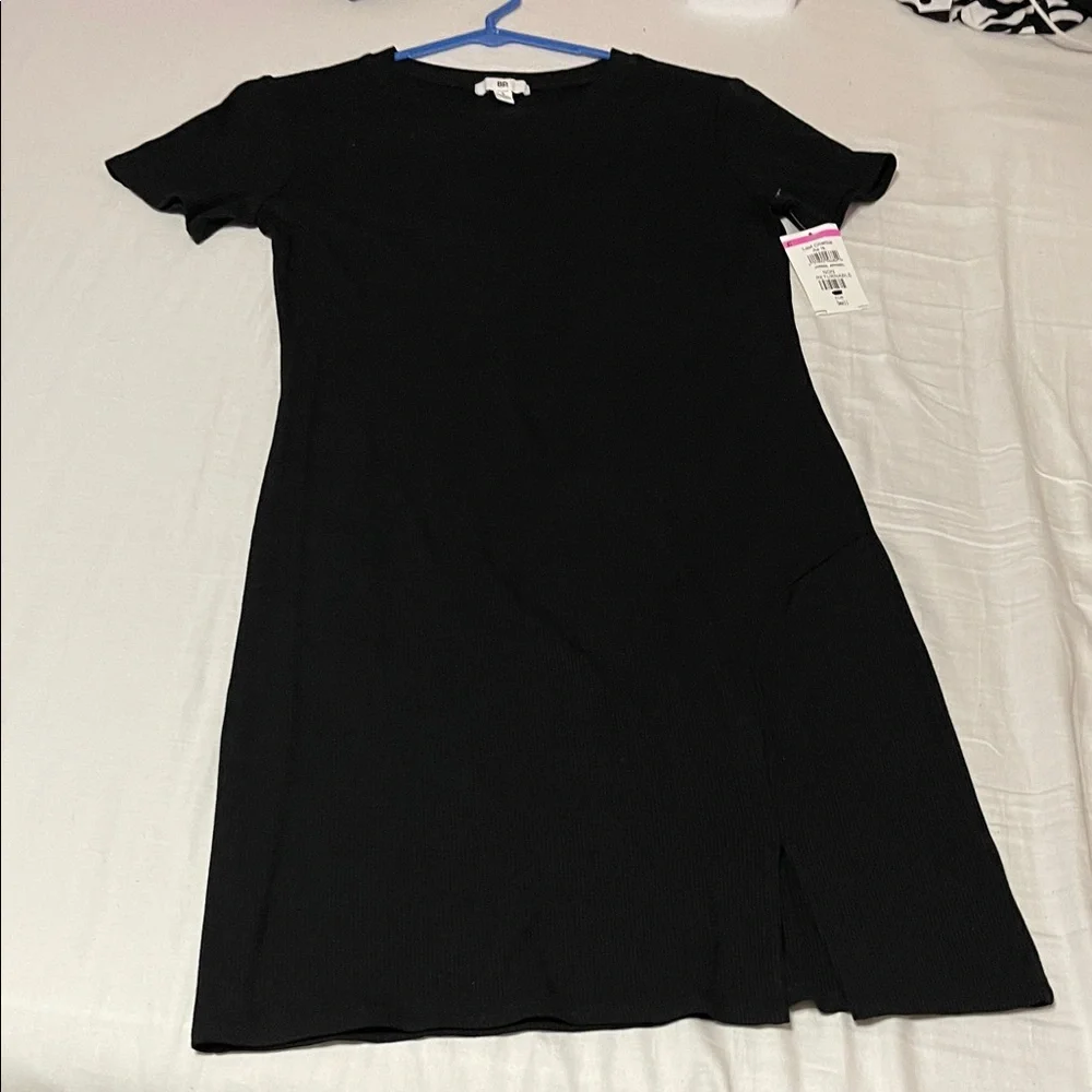BP Black Ribbed Knit Mini Dress with Left Front 2” Slit - Picture 2 of 7